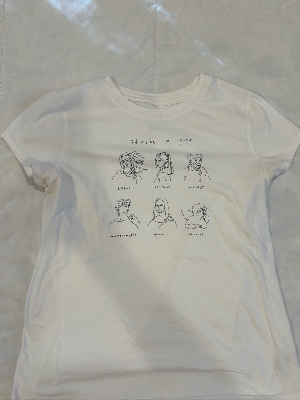 Universal Thread White Short-Sleeve Tee with Black Line-Art Graphic